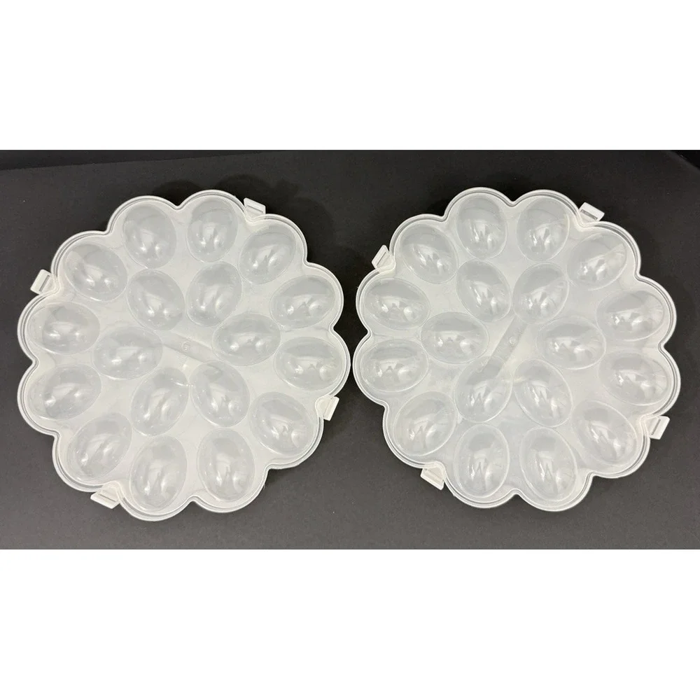 Deviled Egg Trays with Snap on Lids Holds 18 Eggs Each Lot of 2 Trays